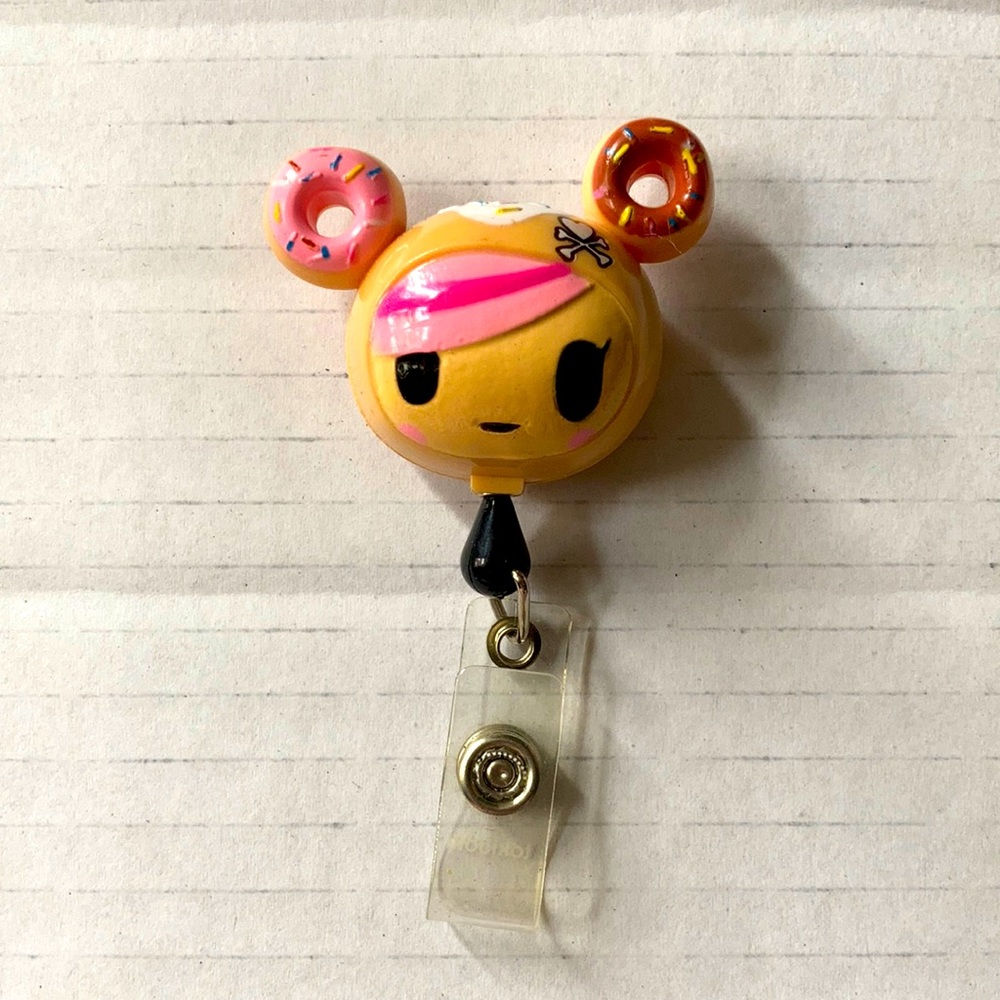 Tokidoki new never been used doughnutella I.d clip.